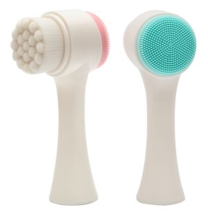 ESCOVA DE LIMPEZA FACIAL 2 EM 1 COM ESPONJA MASSAGEADORA